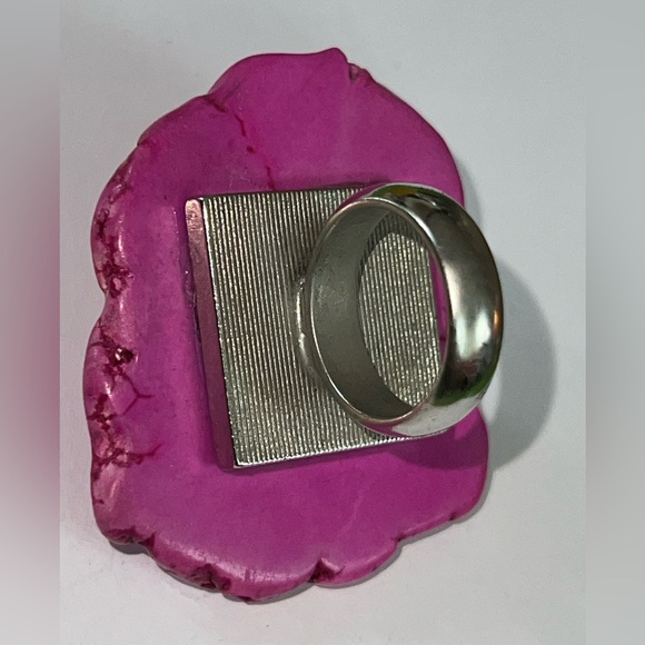 Chunky Freeform Slab Statement HUGE RING Pink Fashion glam fun stone gem rock - Picture 4 of 6